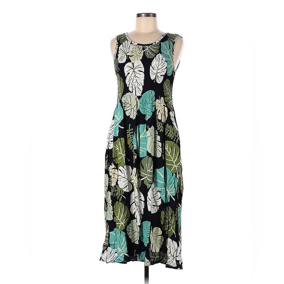 Croft & Borrow Monstera print midi dress, small EUC - Picture 2 of 11